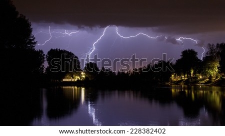 Summer night storm landscape