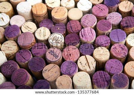 Background pattern of wine bottles corks