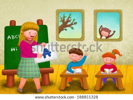 Illustration of childhood classroom
