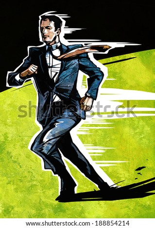 Illustraion of business man running