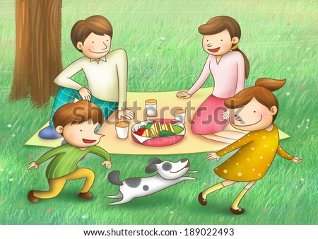 Illustration of family picnic