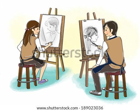 Illustration of painting class