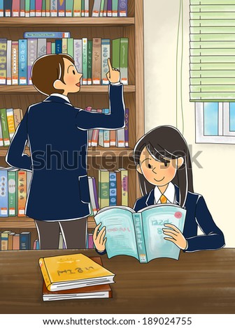 Illustration of education and library