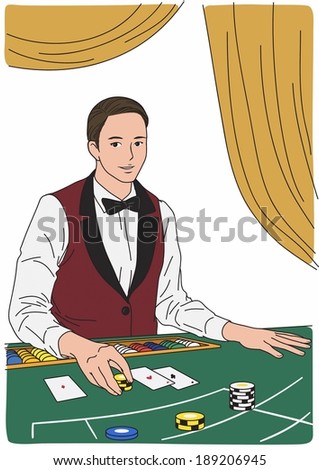 Illustration of a casino worker