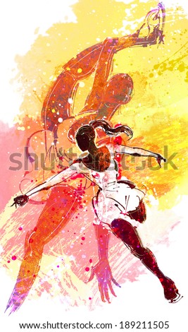 Illustration of sports, figure skating