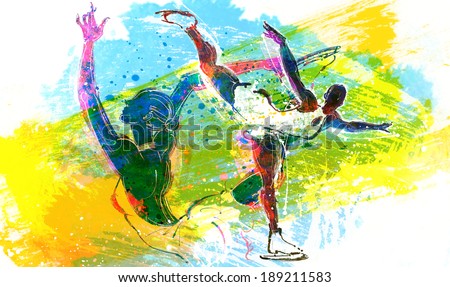 Illustration of sports, figure skating