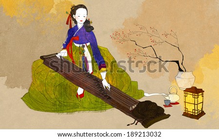 Illustration of Korean traditional clothes
