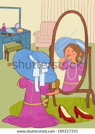 Illustration of child dressing up
