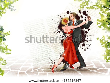 Illustration of tango dancers