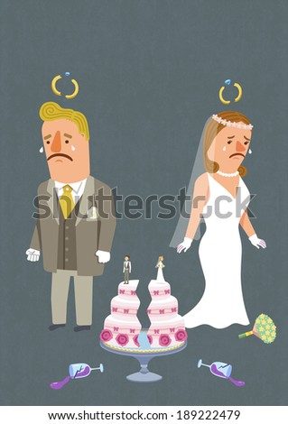 Illustration of relationship and broken marriage