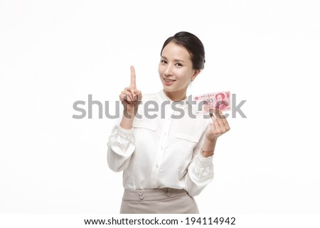 the image of Asian business woman with bank note
