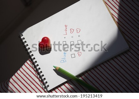Heart object on paper
