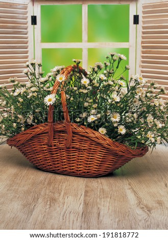 The image of basket of flowers