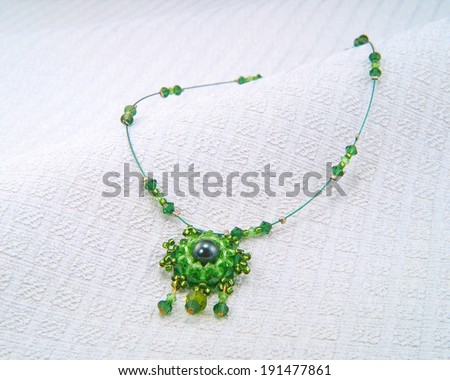 Korean Green bead and stone necklace