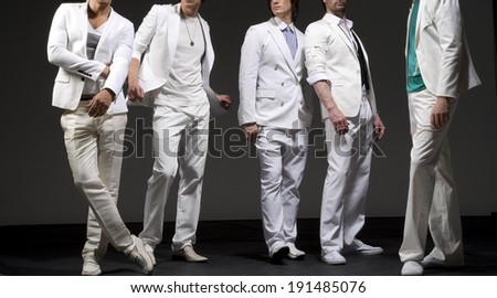 Korean models in white suits