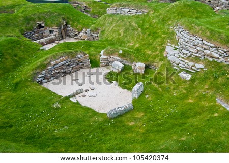 stone age village Skara Brae on Orkney, Scotland