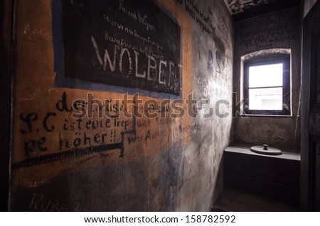 HEIDELBERG, GERMANY - SEPTEMBER 7: Old student prison of the university in Heidelberg with walls inscribed by the former students on September 7, 2013 in Heidelberg, Germany