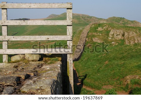 a part of the ancient Hadrian\'s wall in northern England