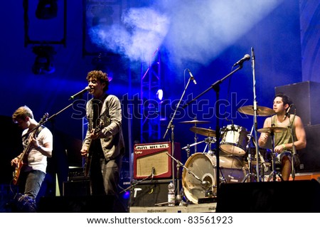 HALLE, GERMANY - AUGUST 27: Members of the Band The Black Pony perform at the 75th Laternenfest on August 27, 2011 in Halle, Germany.