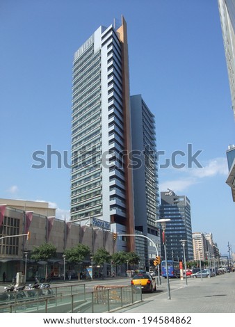BARCELONA, SPAIN - AUGUST 01, 2010: New modern architecture in the Diagonal Mar area on the seaside