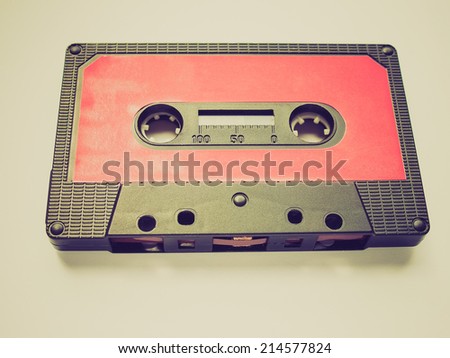 Vintage looking Magnetic tape cassette for analog audio music recording
