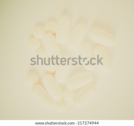 Vintage looking Medical pills tablets capsules caplets
