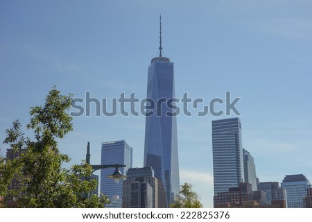 NEW YORK, USA - SEPTEMBER 23, 2014: The One World Trade Center in Manhattan replaces the Twin Towers after the September 9 events