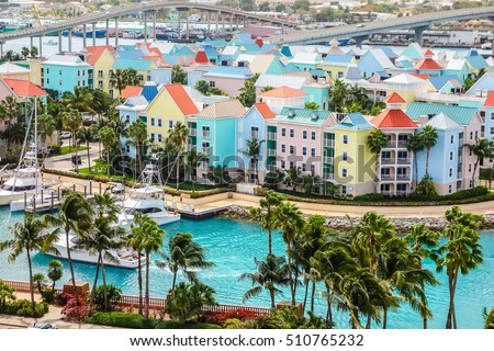 High dynamic range (HDR) Aerial view of the city of Nassau, USA