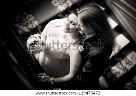 close up black and white portrait of beautiful bride and groom