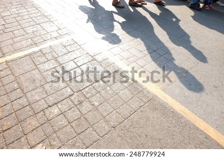 three shadow of people on the way ,parent and child for family concept