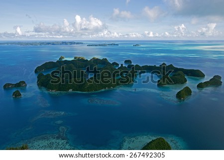 Beautiful view of the 70 islands in Palau from above - new 7 wonders of the world