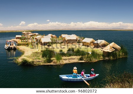 Peru, Floating Uros Islands On The Titicaca Lake, The Largest Highaltitude Lake In The World (3808m). Theyre Built Using The Buoyant Totora Reeds That Grow Abundantly In The Shallows Of The Lake.