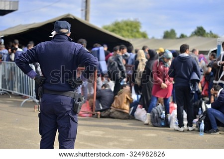 Refugees entering refugee camp in Opatovac enear the border. They will be here only one day and then they will continue into Hungary.  October 5, 2015; Opatovac in Croatia.