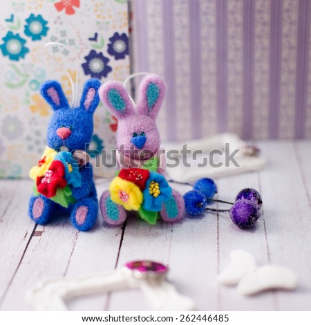 Image of handmade decorations and bunny rabbits