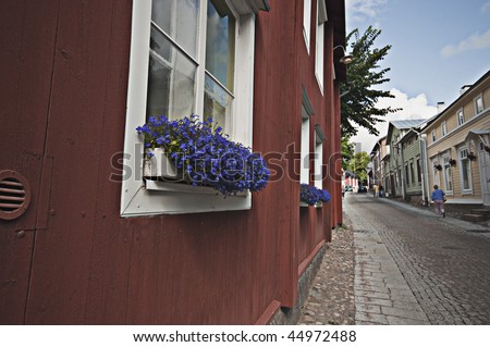 Urban street scene in Porvoo Finland outside of Helsinki