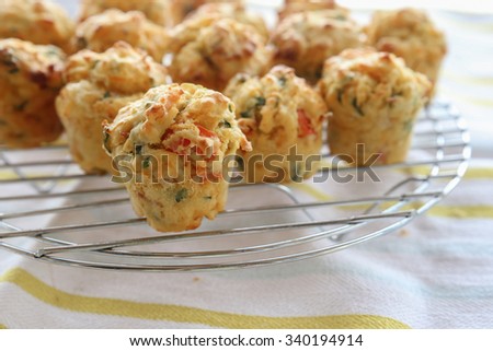 Homemade mini egg muffins Mini quiche, selective focus