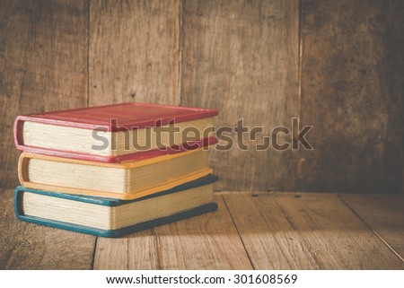 Books On Wooden Desk ,Vintage Style