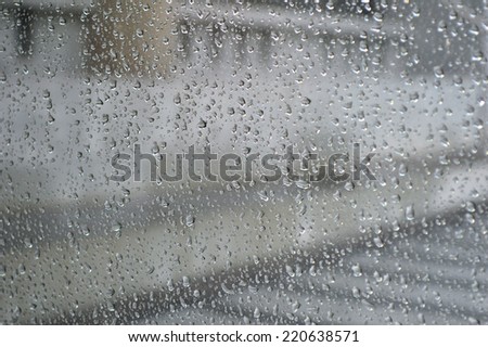 View of water drop on the window after the rain