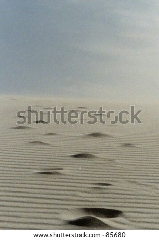 Pair of footprints in the sand at White Sands New Mexico