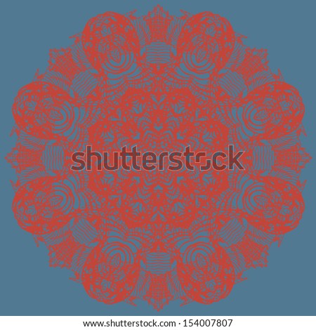 Circle floral ornament, raster graphics.