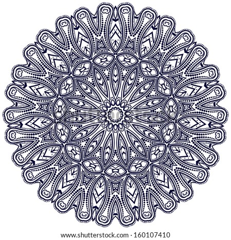 Circle floral ornament, raster graphics.