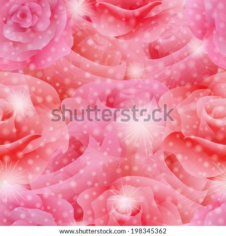 Seamless floral pattern with roses, raster graphics.