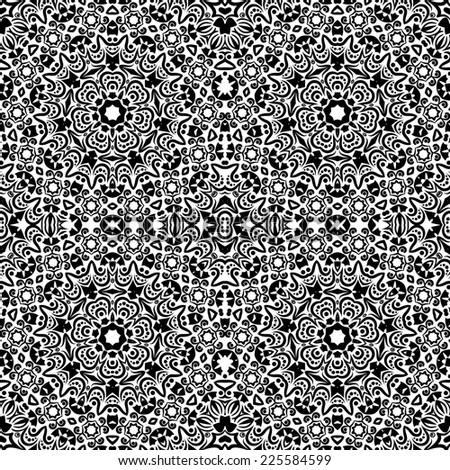 Original black and white seamless pattern, raster graphics.