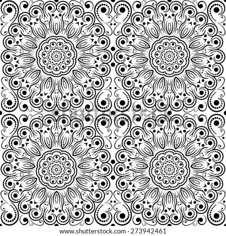 Abstract flower openwork seamless pattern, raster graphics.