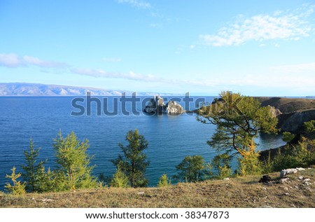 Olkhon island on Baikal lake. Shaman rock.