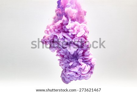 Violet pastel ink smoke cloud in water
