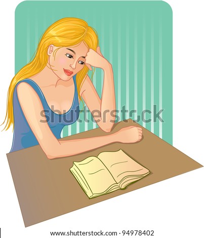 Woman reads a book and thinks about the story