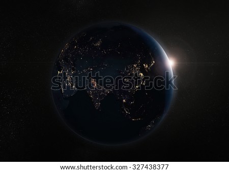 Black night earth and galaxy.Elements of this image furnished by NASA.