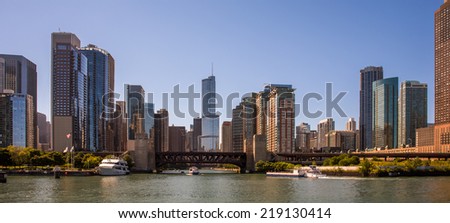 Chicago skyline with its many and varied architectural styles.