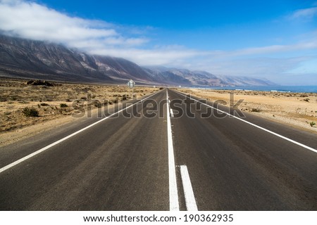 Road close to the sea in northern Chile